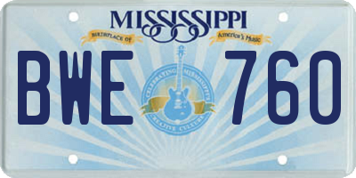 MS license plate BWE760