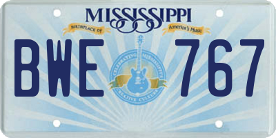 MS license plate BWE767