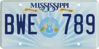MS license plate BWE789