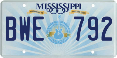 MS license plate BWE792