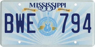 MS license plate BWE794