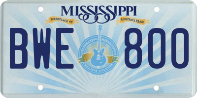 MS license plate BWE800