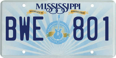 MS license plate BWE801