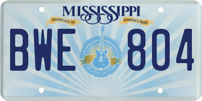 MS license plate BWE804