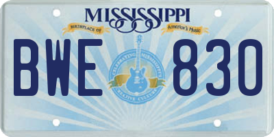 MS license plate BWE830