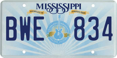 MS license plate BWE834