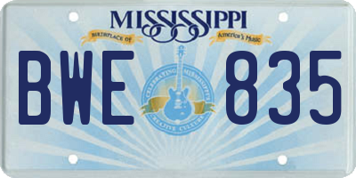MS license plate BWE835