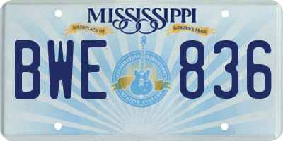 MS license plate BWE836