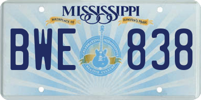 MS license plate BWE838