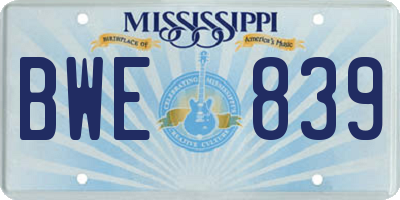 MS license plate BWE839