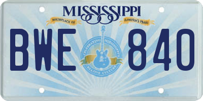 MS license plate BWE840
