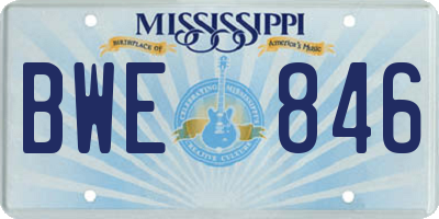 MS license plate BWE846