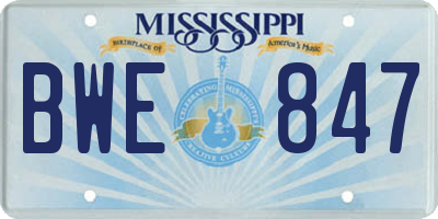 MS license plate BWE847