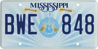 MS license plate BWE848