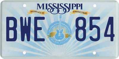 MS license plate BWE854