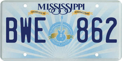 MS license plate BWE862