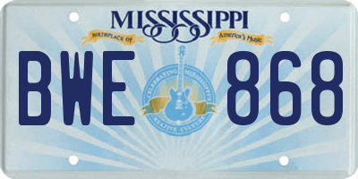 MS license plate BWE868