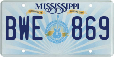 MS license plate BWE869