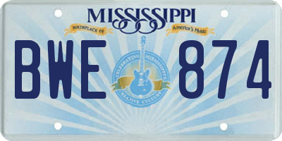 MS license plate BWE874