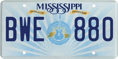 MS license plate BWE880