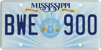 MS license plate BWE900