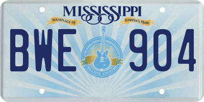MS license plate BWE904
