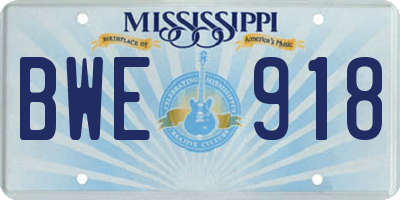 MS license plate BWE918