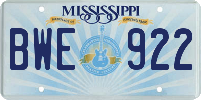 MS license plate BWE922