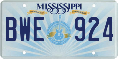 MS license plate BWE924