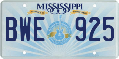 MS license plate BWE925