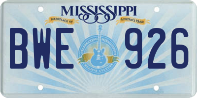 MS license plate BWE926
