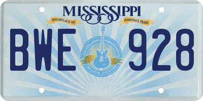 MS license plate BWE928