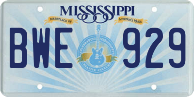MS license plate BWE929