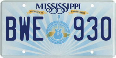 MS license plate BWE930