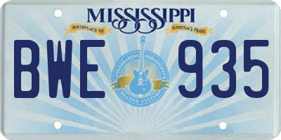 MS license plate BWE935