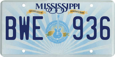 MS license plate BWE936