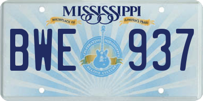MS license plate BWE937