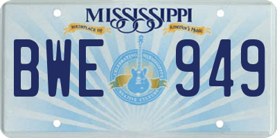 MS license plate BWE949