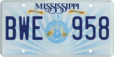 MS license plate BWE958