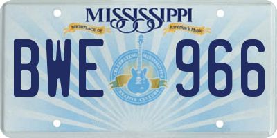MS license plate BWE966