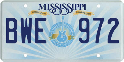 MS license plate BWE972