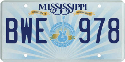 MS license plate BWE978