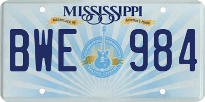 MS license plate BWE984