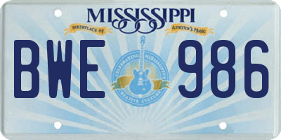 MS license plate BWE986