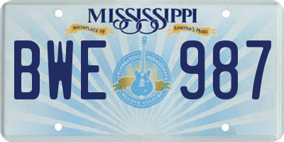 MS license plate BWE987