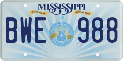 MS license plate BWE988