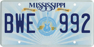 MS license plate BWE992