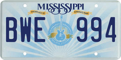 MS license plate BWE994