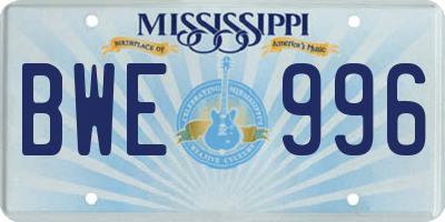 MS license plate BWE996