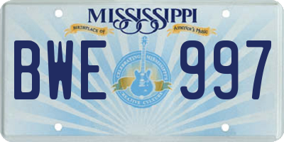 MS license plate BWE997